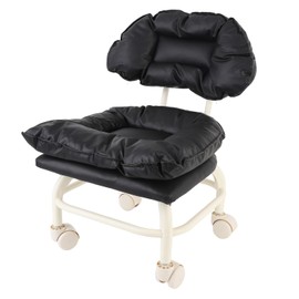 ZJchao Silla de Polea Rodante Negra, Minitaburete Universal para Zapatos, Taburete bajo Giratorio para Salón de Casa y Garaje, Color Negro