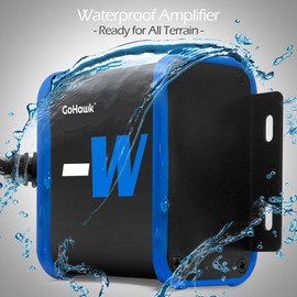 GoHawk TN4-W Waterproof Amplifier 4" Full Range Bluetooth Motorcycle Stereo Speakers 1 to 1.25 in. Handlebar Mount Audio Amp System Harley ATV 4-Wheeler USB, AUX FM Radio (TN4-W Black)