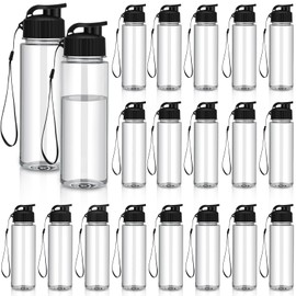 Mifoci 20 Pieces Water Bottle Bulk Plastic Water Bottles Bulk Gym Sports Adults Reusable Large Water Bottles with Leak Proof Flip Top for Party Outdoor(17 oz,Black)