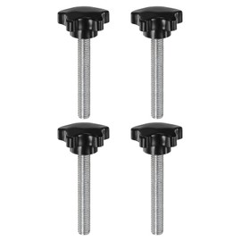 sourcing map 4pcs Star Clamping Knobs M10 x 70mm Metric Male Thread 39mm Large Plastic 5-Star Head Hand Tightening Thumb Screw Jig Knob Handle, Black