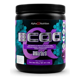 BCAA 211 Alpha Nutrition Aminoacidos 500 grs 100 Porciones Sabor Uva