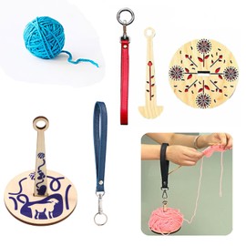 Taicols Portable Wrist Yarn Holder, 2 Pcs Mini Yarn Minder Prevents Yarn Tangling & Misalignment for Crocheting Yarn Storage Crochet Yarn Holder with Wrist Strap Wooden Yarn Organizer String Dispenser