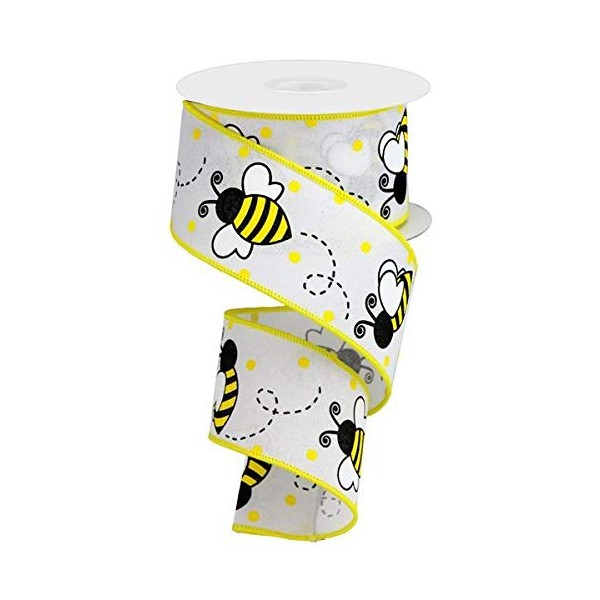 2.5" Bumblebee Royal Ribbon: White (10 Yards) - Summer Spring