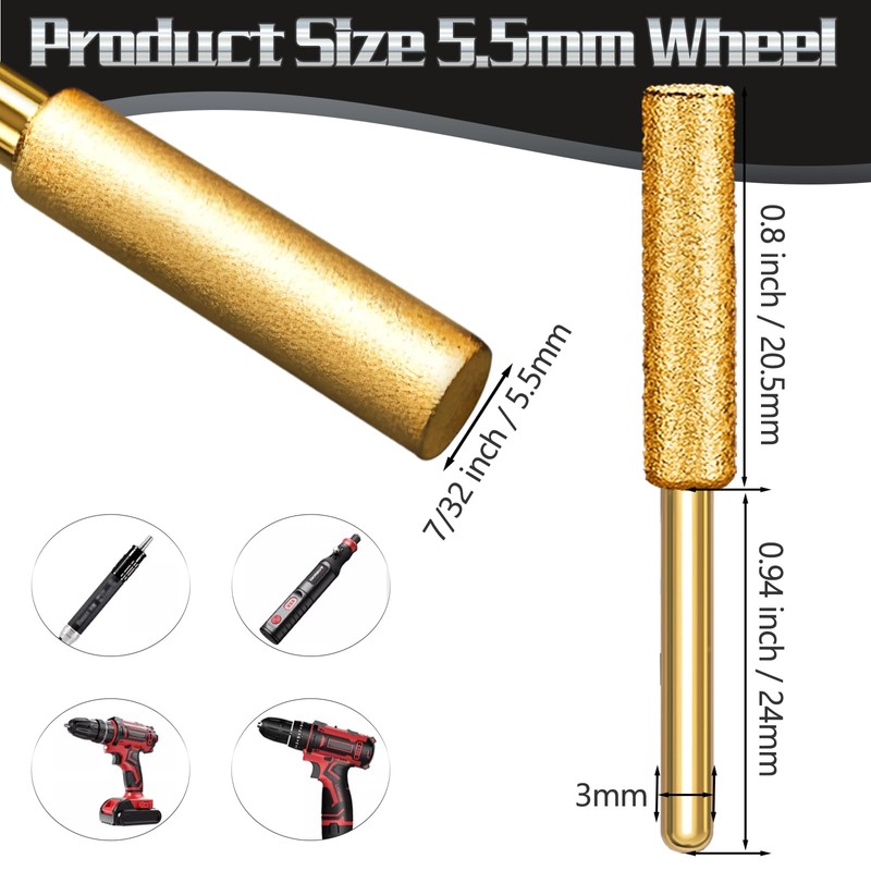 Jiozermi 12 Pcs 7/32 Inch Diamond Chainsaw Sharpener & Grinding