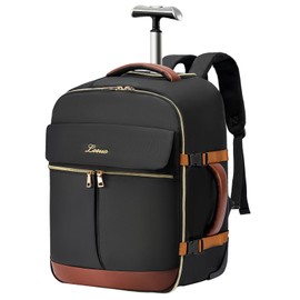 LOUEO Rolling Backpack for Women, Travel Rolling Backpack for Adults with Wheels, 17 Inch Wheeled Backpack Carry on Luggage