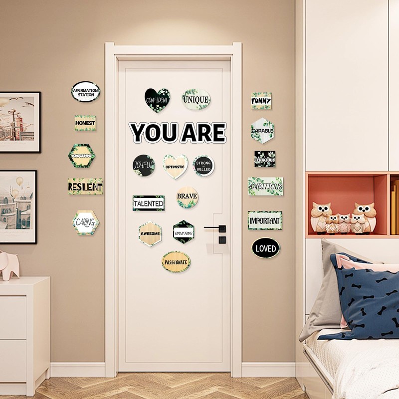 27Pcs Eucalyptus Affirmation Station Classroom Inspirational Bulletin Board Set Greenery