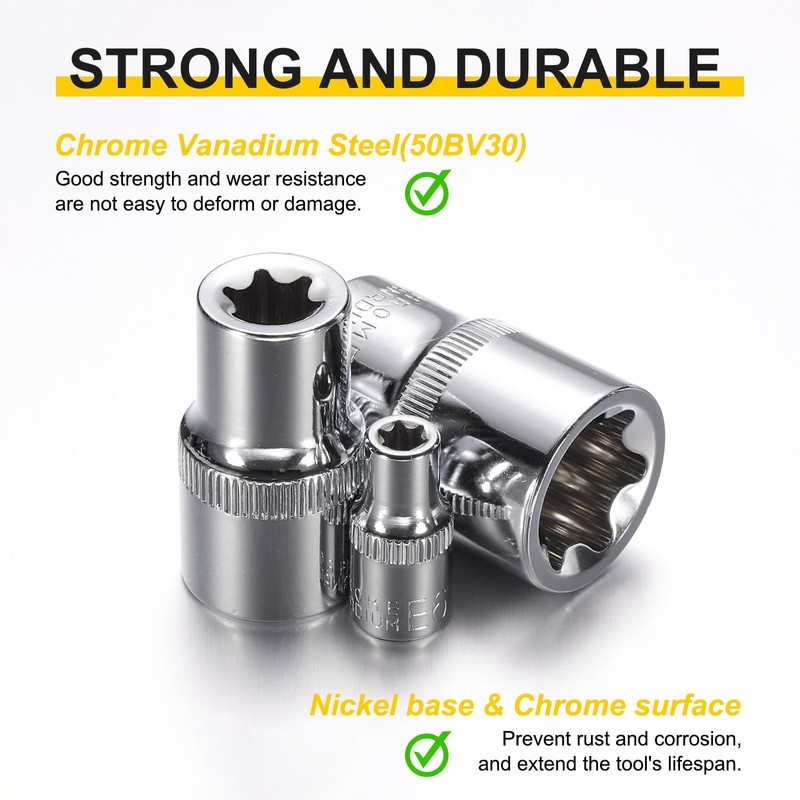 sourcing map E-Torx Socket 1/2" Drive E16 Star Female Socket
