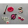 6pc. Comic Makeup Set Resin Planar Flatback, Makeup Cabochon, Bow