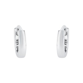 Amor 9774098 Creole Earrings 925 Sterling Silver Unisex Women's Men's Earrings 1 cm Silver Comes in Jewellery Gift Box, Sterling Silver, No Gemstone