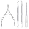 4 Piece Cuticle Pusher Set, Stainless Steel Cuticle Remover, Metal