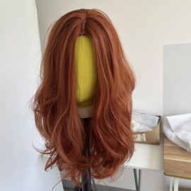 WigsA Long Wavy Copper Red Natural Heat Resistant Synthetic Hair Soft Cosplay Wigs