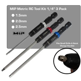 MIP RC Hex Bit Set and Tool Kit 9612 (1.5mm, 2.0mm, 2.5mm) – Hex Head Allen Wrench Drill Tools and Tool Bits for Screwdrivers, Electric Screwguns, and Power Drills For RC Cars - Made in USA