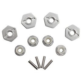 GDOOL 12mm Wheel Hex Hubs Drive Adapter 5mm Thick & Flange M4 Lock Nuts Aluminum for Redcat Axial HSP WLtoys Himoto RC Truck Model Car Upgrade Parts (Silver)