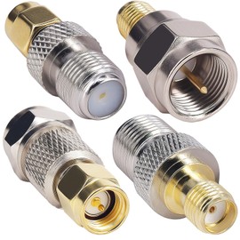 onelinkmore 4-Type SMA to F Adapter Kit, SMA Male/Female to F Type Male/Female RF Coax Connector Set,Compatible for RG6 Cable SDR Dongle Antenna Baofeng Handheld Radios