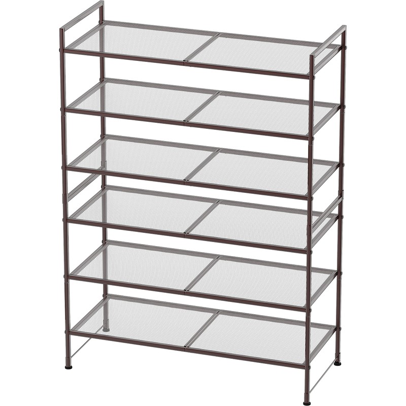 SIMPLE HOUSEWARE 3-Tier Stackable Mesh Shoe Rack, Bronze