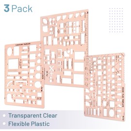Mr. Pen- House Plan, Interior Design and Furniture Templates, Drafting Tools and Ruler Shapes for Architecture - Set of 3