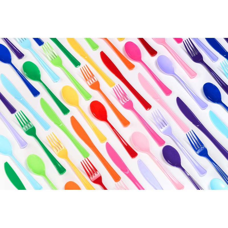 Exquisite Solid Color Premium Plastic Cutlery, Heavy Duty Plastic Disposable