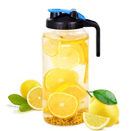 CZFWin Breast Milk Pitcher Mason Jar, 2 Quart Airtight Glass Pitcher Mason Jar with Pour Spout Lid,Sun Tea Pitchers for Outside, Mason Jar Pour Spout Lid with Wide Mouth for Fridge