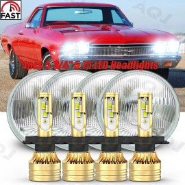 AQJ 4pcs 6000k DOT 5.75" 5-3/4 Round LED Headlights for Chevy El Camino Corvette