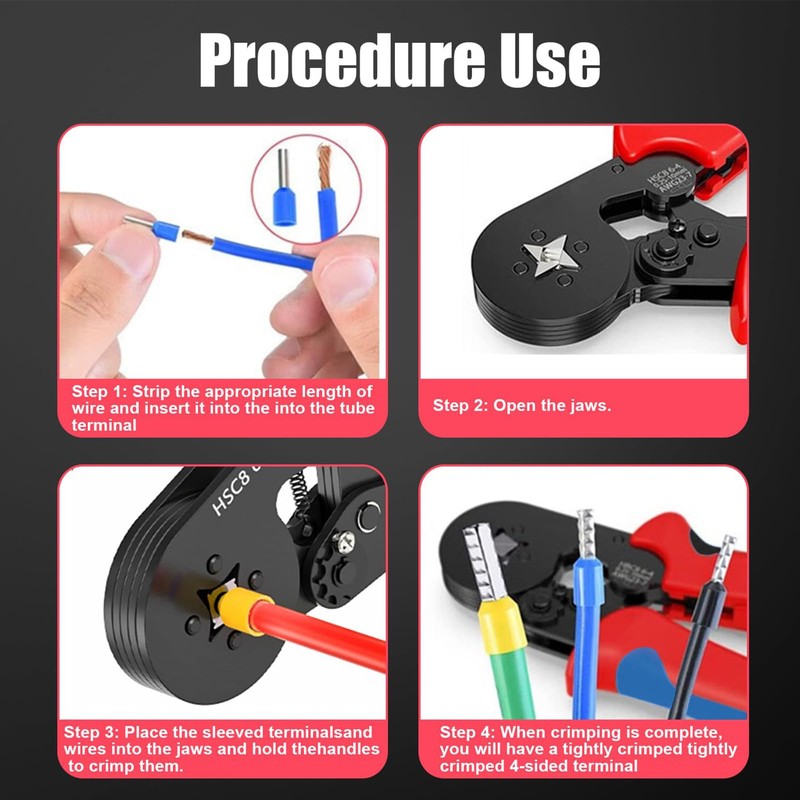 Ferrule Crimping Tool Kit, Wire Ferrule Kit with 1200Pcs Wire