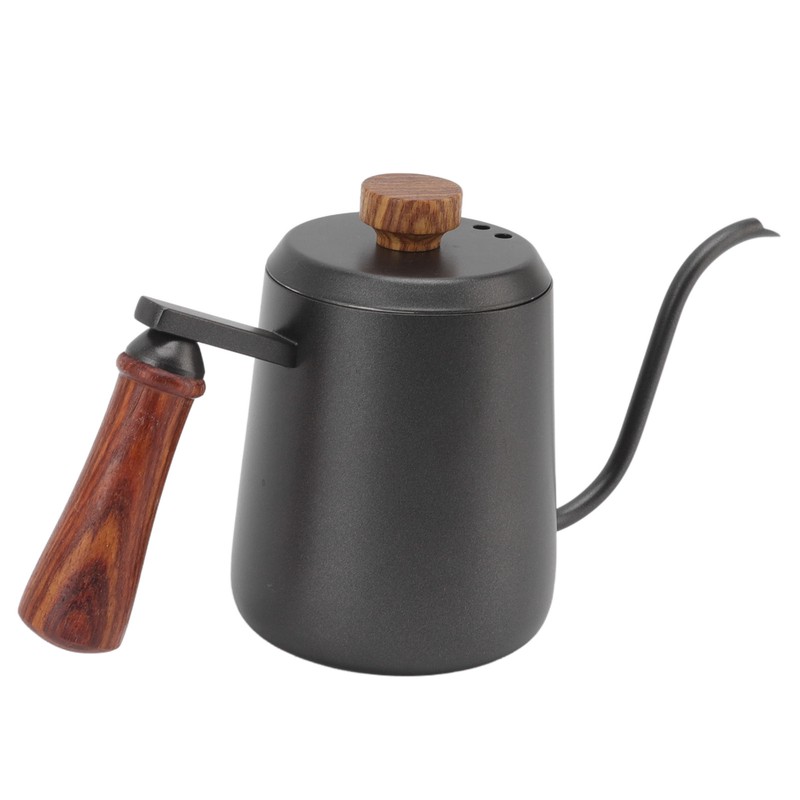 Stainless Steel Coffee Hand Pot with Wooden Handle Long Mouth