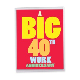NobleWorks Big 40th Anniversary Work Milestone Greeting Card (Co-Worker) 8.5 x 11 Inch with Envelope (1 Pack) Big, Jumbo 40 Years At Work J10687AWG