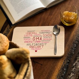 Spruchreif Wooden Breakfast Board "Wortherz Oma" | High-Quality UV Print | Mother's Day Gift | Breakfast Board Grandma