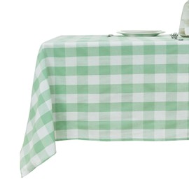 Rectangular Checkered Tablecloth Waterproof Yarn-dyed Cotton Blend Wipeclean Washable Plaid Table Cloth for Easter Birthday Party Restaurants Gardens Picnics and Outdoor Gatherings (Light Green,55×71)