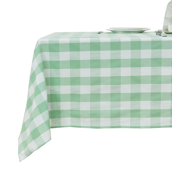 Rectangular Checkered Tablecloth Waterproof Yarn-dyed Cotton Blend Wipeclean Washable Plaid
