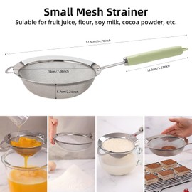 YENXIKU Stainless Steel Strainers Fine Mesh Sieve, Sifter for Baking, Metal Strainer, small Strainers and Colanders for Kitchen, Efficient Mesh Strainer, Durable Fine Mesh Strainer (DIA 7.1")