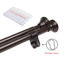 Utopia Alley Adjustable 72-Inch Double Shower Curtain Rods - Rust-Proof Aluminum with Rubber End Cap,Includes Shower liner and shower hook (Oil Rubbed Bronze)