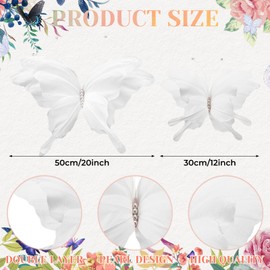 Tinlade 6pcs Large 3D Butterfly Party Decorations 20"/12" Mariposas Grandes para Decoracion Double Layer Hanging Decor with Pearl Accents for Girls Bedroom Party Backdrops Wedding(White)
