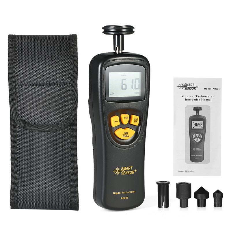 SMART SENSOR Handheld Contact LCD Digital Tachometer Speedometer Tach Meter