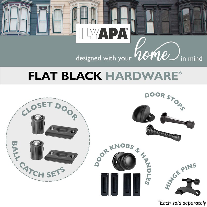 Ilyapa Closet Door Ball Catch Hardware, 4 Pack - Black