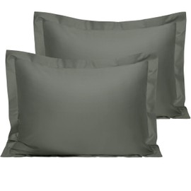 NTBAY 500 Thread Count 2 Pack Cotton Pillow Shams, Super Soft and Breathable Standard Pillow Cases, 20 x 26 Inches, Dark Grey