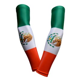 Sports Farm PAIR Compression Elbow Arm Sleeves (YOUTH MEDIUM, MEXICO FLAG)
