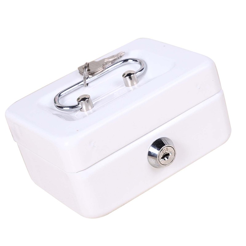 Cash Box with Money Tray Metal Storage Safe Lock Box