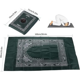 Hitopin Muslim Prayer Mat, 4PCS 60cm*100cm Portable Prayer Mat, Waterproof Prayer Mat, Prayer Rug, Muslim Travel Prayer Mat, for Ramadan Gifts, Islamic Muslim Prayer (Green, Blue, Red, Black)