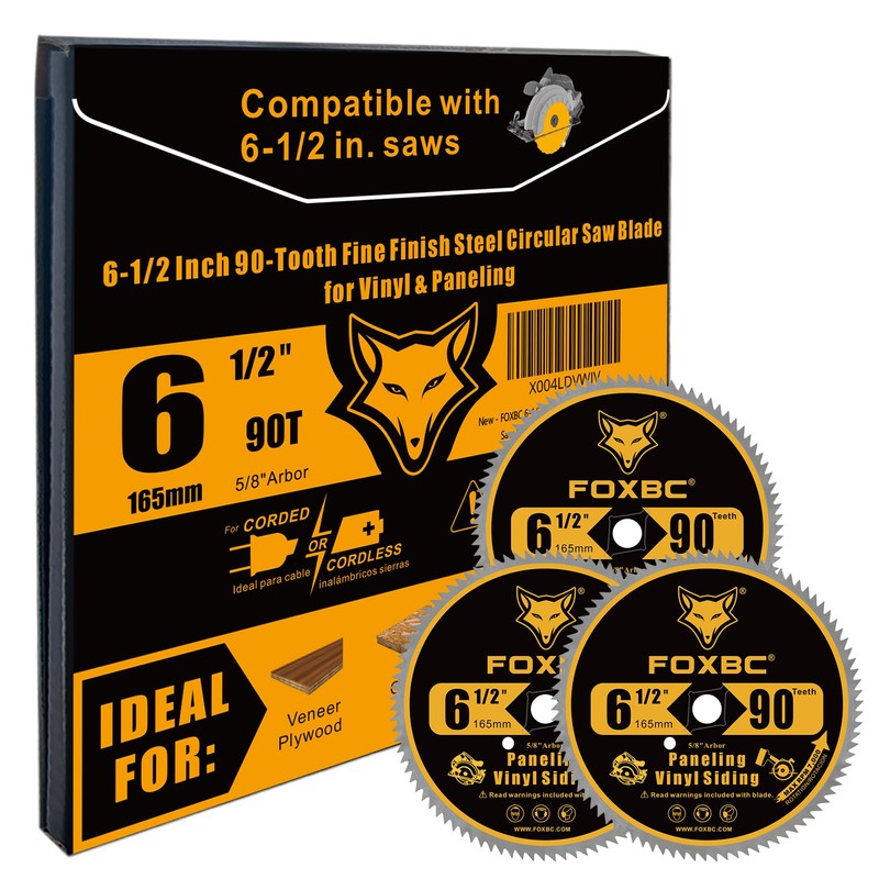 FOXBC 6-1/2 Inch 90 Tooth Circular Saw Blade for Paneling