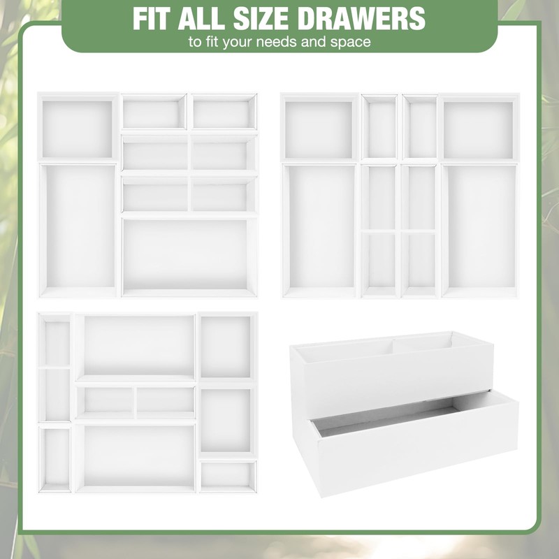 Bxngjuj Bamboo Drawer Organizer Set, 8 PCS Multi-Use Wood Drawer