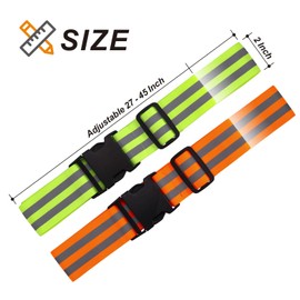 Reflective Belt - Reflective Running Gear Elastic Reflective Sash for Running Cycling Walking Marathon Military, Green&Orange