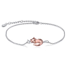 ONEFINITY Fox/Pig Bracelet 925 Sterling Silver Tree Branch Origami Fox/Pig Bracelet Jewelry Gifts for Women Mom Wife, 0.29*0.83 Inches, Sterling Silver