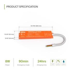 ASD Battery Back-Up Kit 8W - Suitable for LED Commercial Downlights ASD-CDL7, CD-P, CD-T - 90 Minutes Emergency Battery, 5000 Cycles of Standard Charge & Discharge - Damp Rated, UL Certified