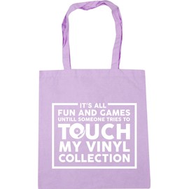 Hippowarehouse It's all fun and games until someone tries to touch my vinyl collection Tote Shopping Gym Beach Bag 42cm x38cm, 10 litres