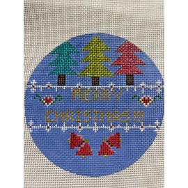 Zweigart Mono Canvas Handpainted Needlepoint Canvas Merry Christmas#3 design ornament,18mes