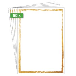 SIGEL DP614 High-Quality Writing Paper, Printer Paper, Card "Golden Frame", A4, 50 Sheets, Motif on Both Sides, 200 g, Certificate Paper, Made from Sustainable Paper