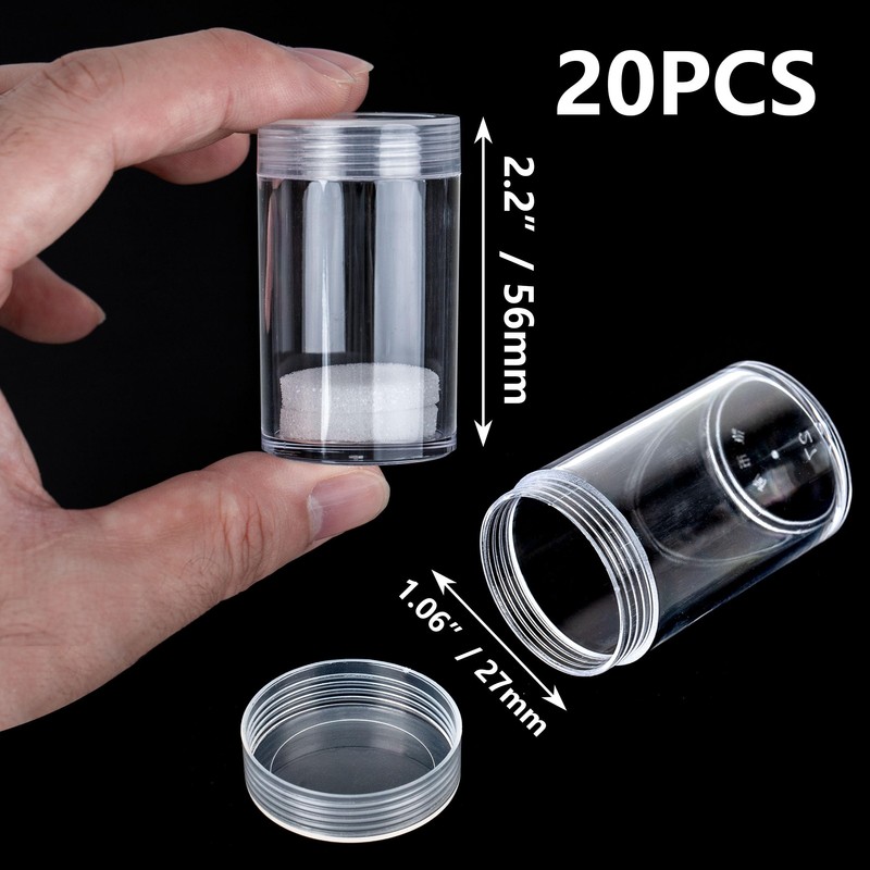Lesnala 20Pcs Plastic Coin Tubes Coin Storage Tubes Quarter Coin