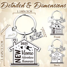 Housewarming Gifts New Home Keychain - 2025 House Warming Gift New Memories Keychains for Men Women, New House Gift Ideas First Home Present for New Homeowners Couple