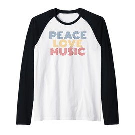Peace Love Music Bold Festival Music Style Raglan Baseball Tee