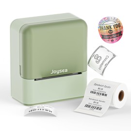 Joysea D2 Label Maker Machine with Tape, Thermal Label Printer with Multiple Templates for Office Organization, Home, Small Business, Includes 1 Roll 2" x 1.18" Adhesive Labels, Green